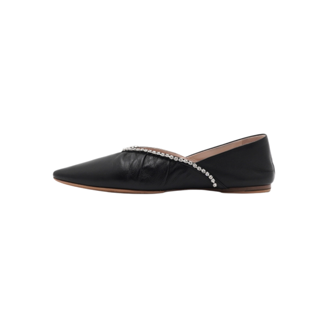 ITGIJ89H7TAH Miu Miu Black Crystal Lined Women's Flats 5F920C AA60427