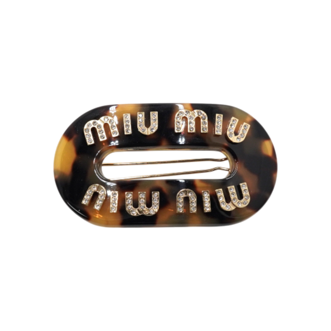 ITOPRKTISGKW Miu Miu Crystal Logo Plexiglass Hair Clip