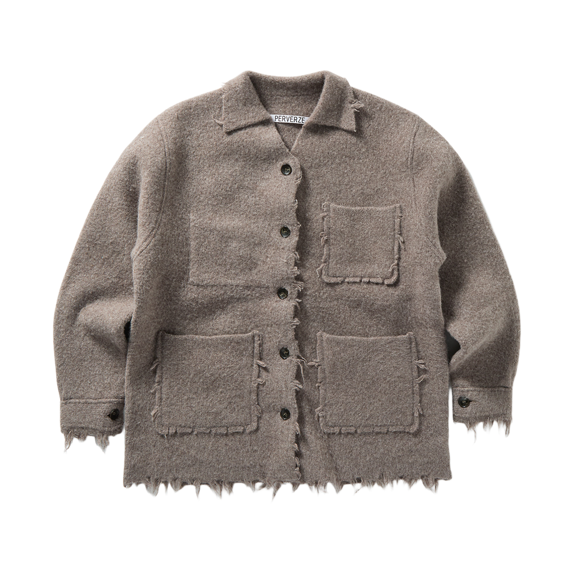 - (W) Perverze Crash Knit Coat Beige