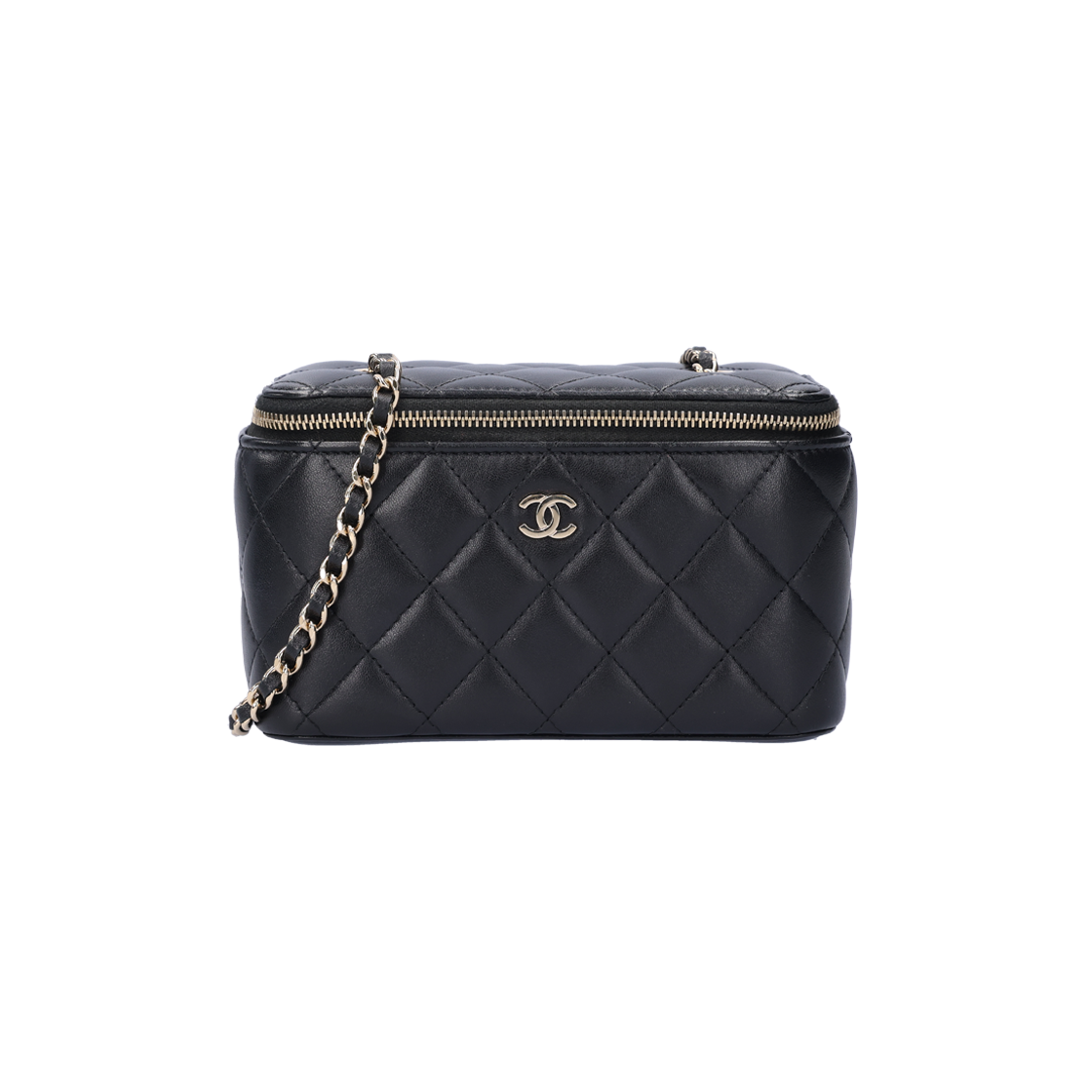 ITK8RV467SN9 Chanel AP1341 Classic Small Chain Cosmetic Case in Black Lambskin with Gold Hardware