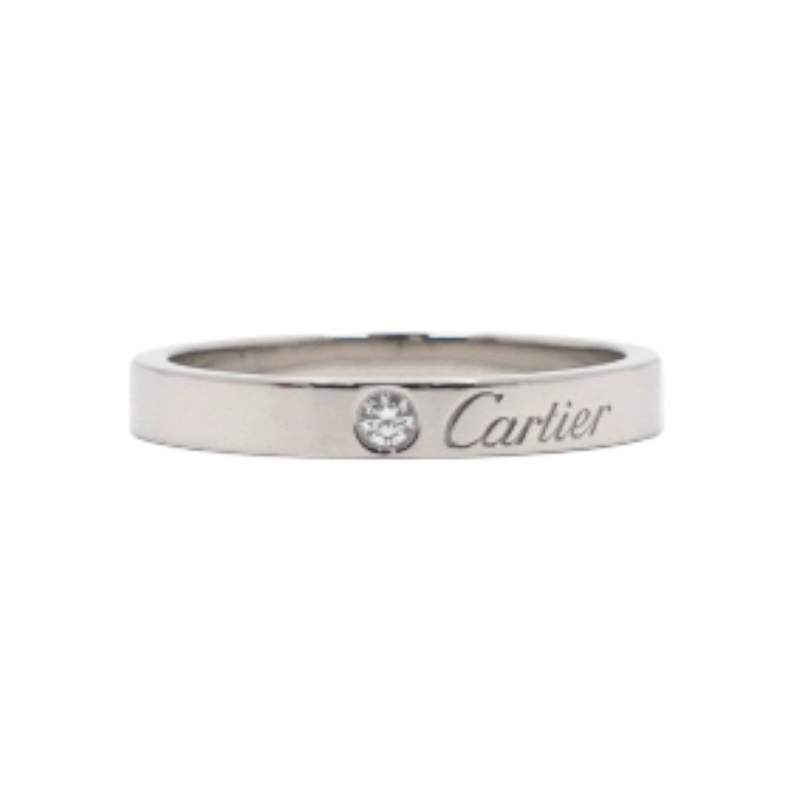 ITM8HW76OO9T Cartier B40513 Platinum 1P Diamond C de Cartier 3mm Wedding Band Ring - Size 17