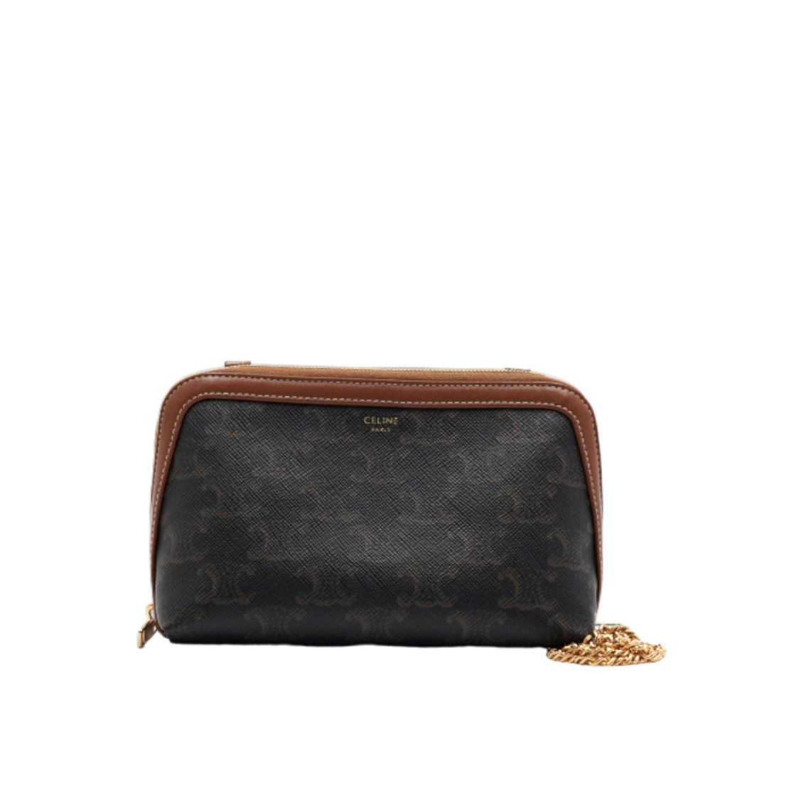 ITVAVFKMGFC2 Celine Triope Mini Clutch with Gold Chain Shoulder and Crossbody Bag