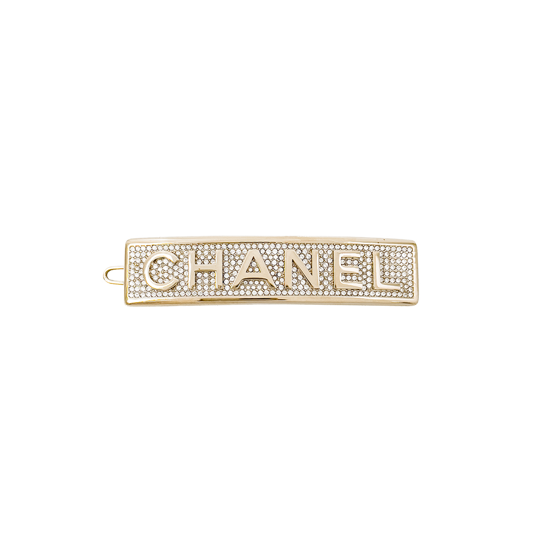 샤넬 레터링 크리스탈 스퀘어 헤어핀 샴페인골드(5ET2226)(Chanel Crystal Lettering Square Hairpin in Champagne Gold (5ET2226)) - 1