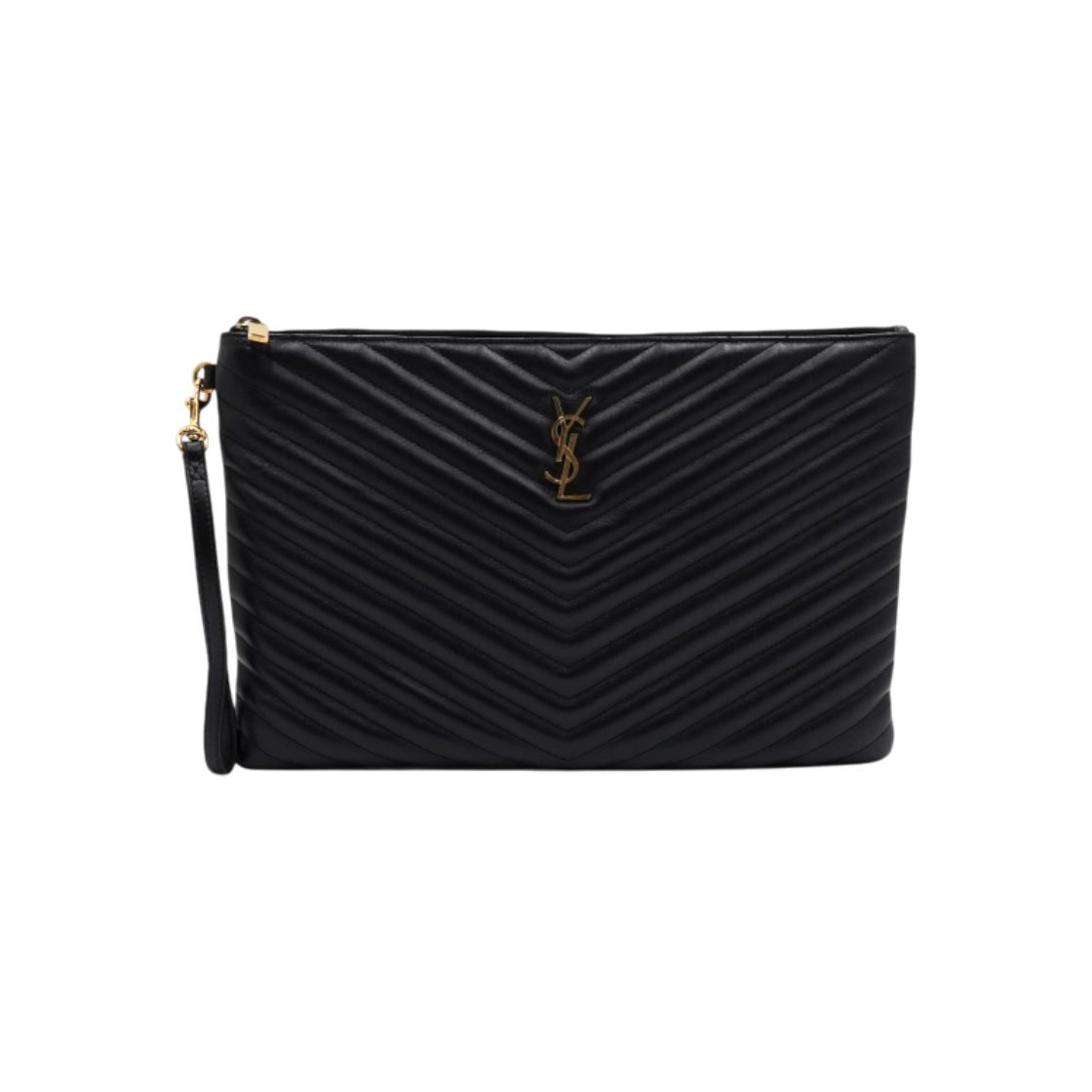 ITBHFUJQQE4S Saint Laurent Monogram Matelasse Large Document Clutch in Gold