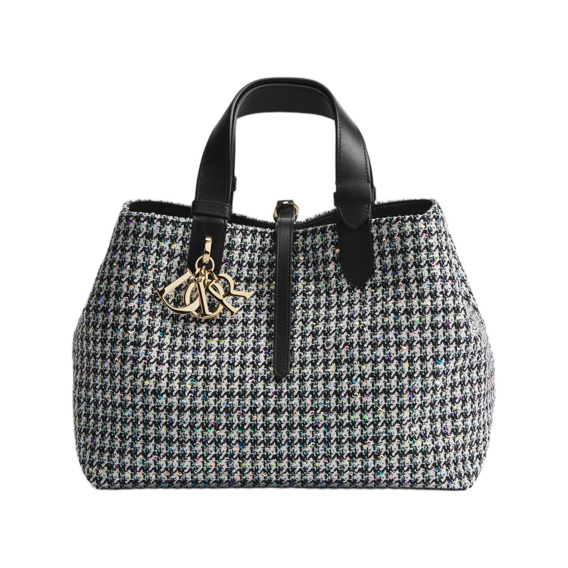 M2821OSOX-M911 Dior Toujours Medium Bag Houndstooth Embroidery & Sequins Multicolor