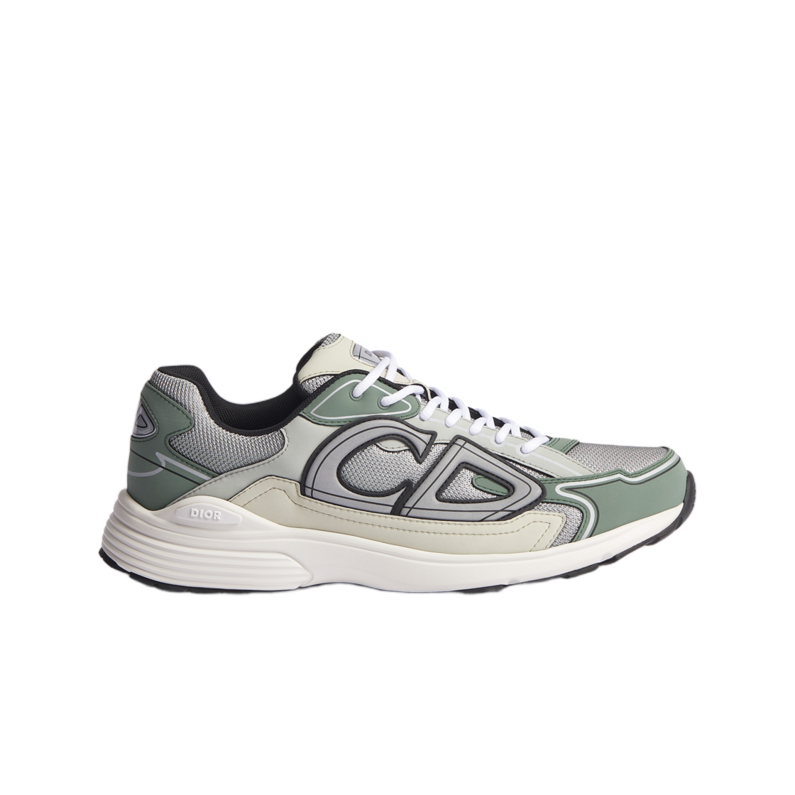 3SN279ZRB-H604 Dior B30 Countdown Sneakers Technical Mesh & Technical Fabric Gray Cedar Green Cream