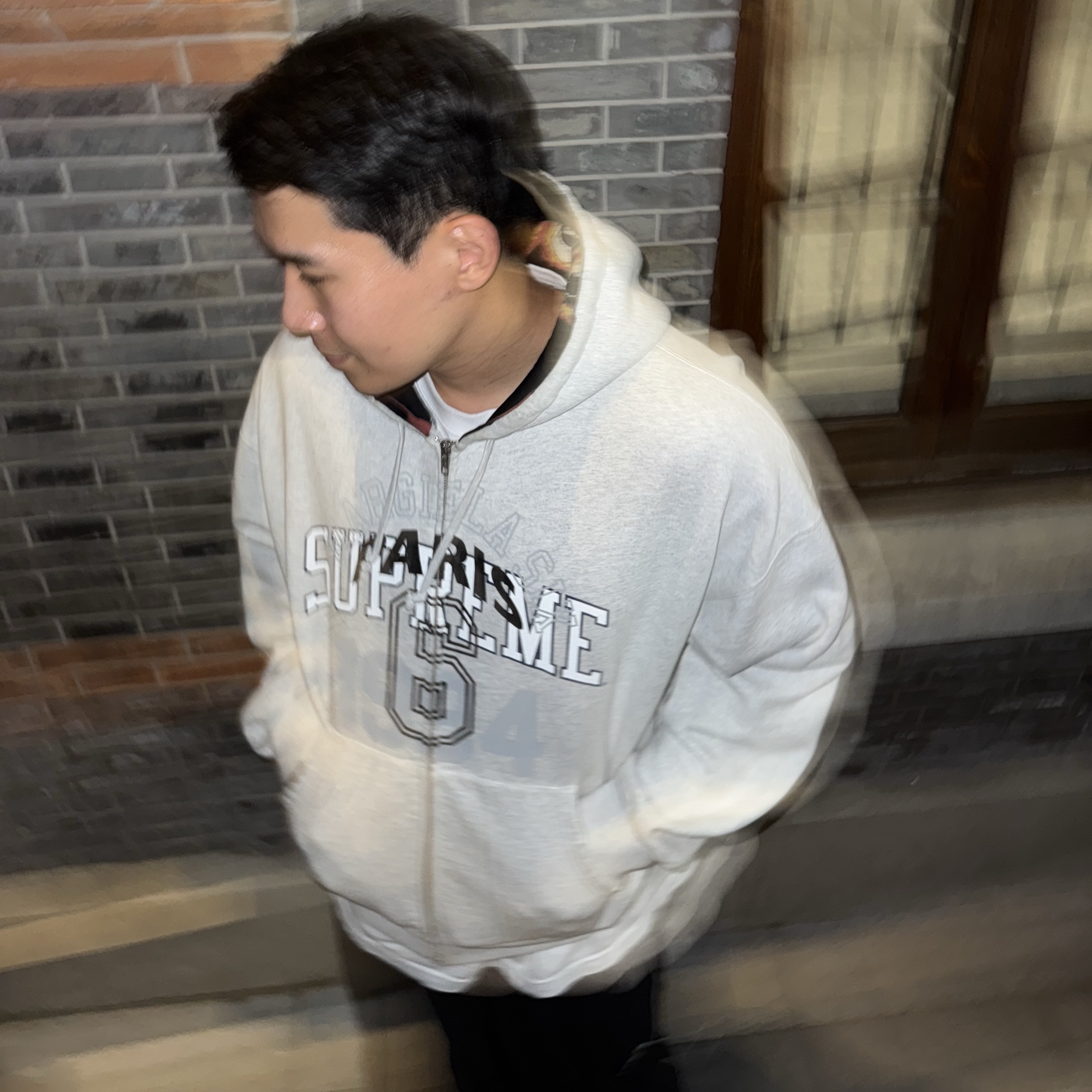 Supreme x MM6 Maison Margiela Zip Up Hooded Sweatshirt Ash Grey - 24SS 착용 스타일