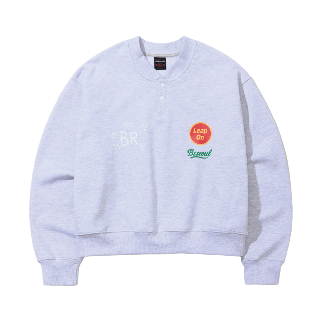 BSR2526FWBD079 Bsrabbit Br Snap Henry Neck Sweatshirt Heather Gray