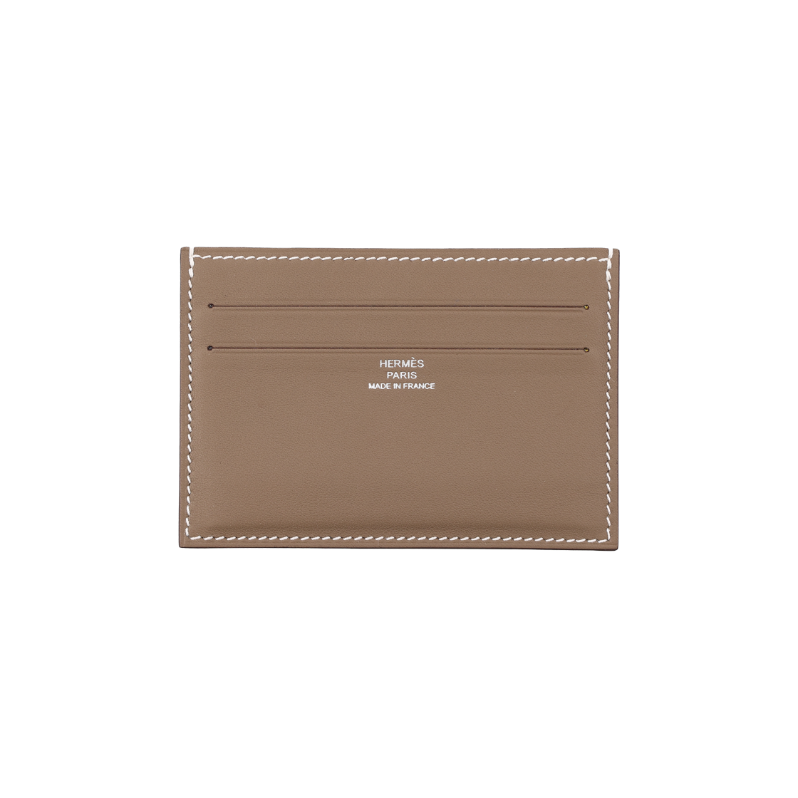 IT8CU8UWW8DS Hermes H085114CA Citizen Twill Card Wallet in Etoupe Leather with B Engraving