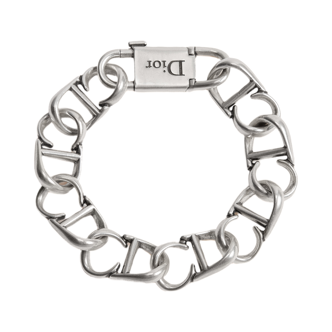 디올 CD 아이콘 체인 링크 브레이슬릿 앤티크 실버 피니쉬 앤티크 실버(Dior CD Icon Chain Link Bracelet Antique Silver Finish Antique Silver) - 1