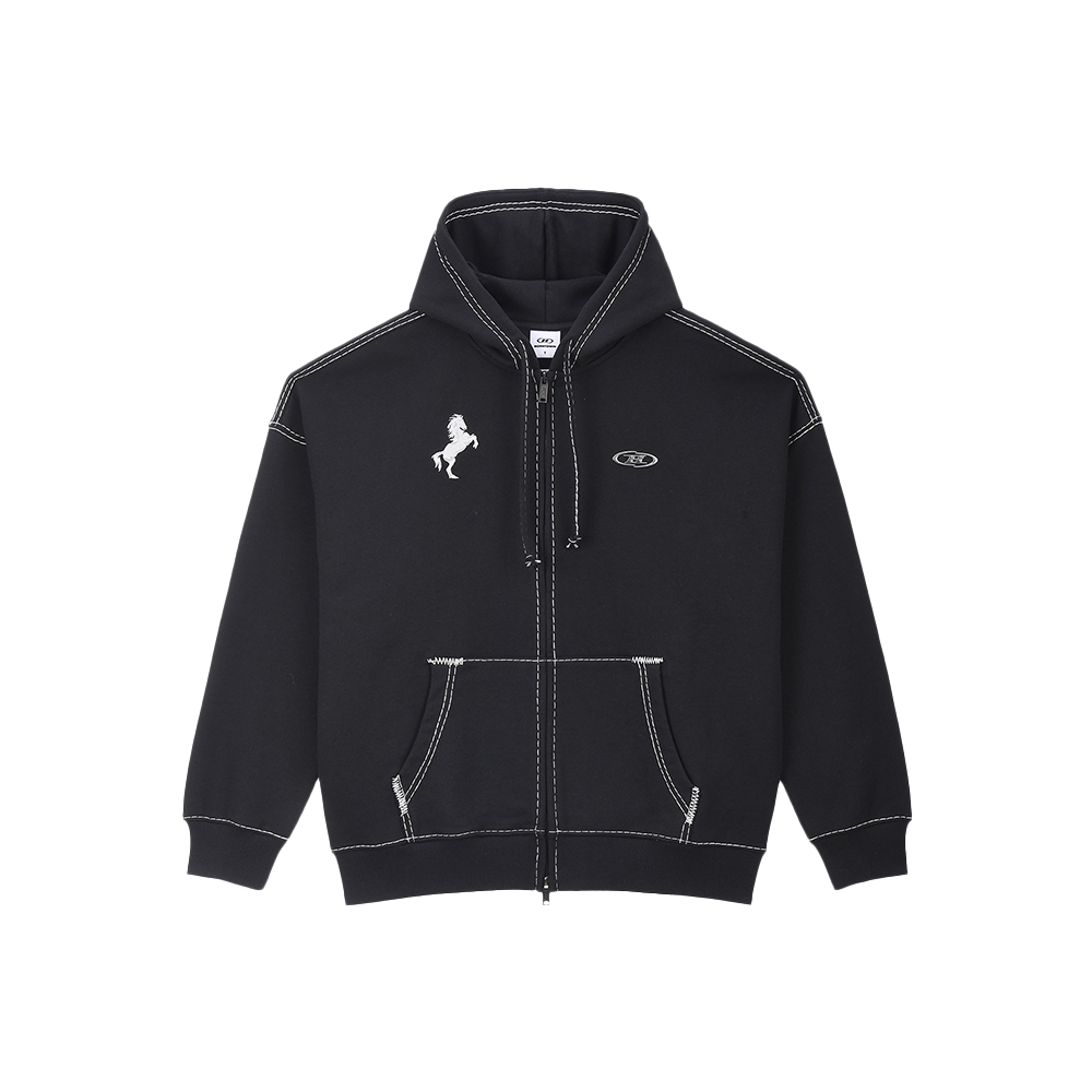 본투윈 볼드 라인 심볼 B 후드 집업 워시드 블랙(BORN TO WIN Bold Line Symbol B Hoodie Zip-Up Washed Black)