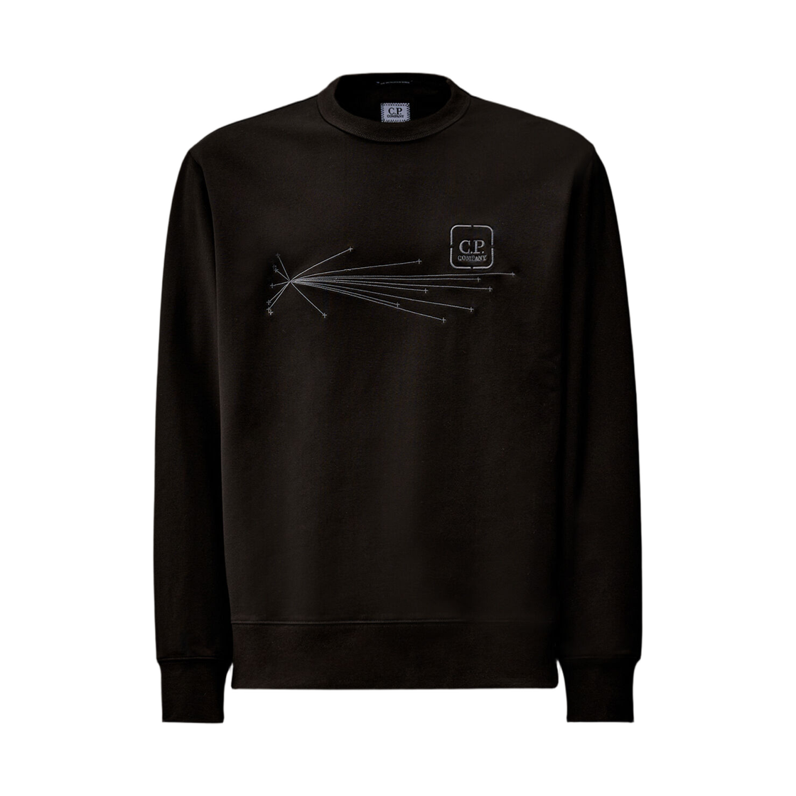 19CLSS061A006452W999 C.P. Company Metropolis Series Stretch Fleece Graphic Crewneck Sweatshirt Black - 25FW
