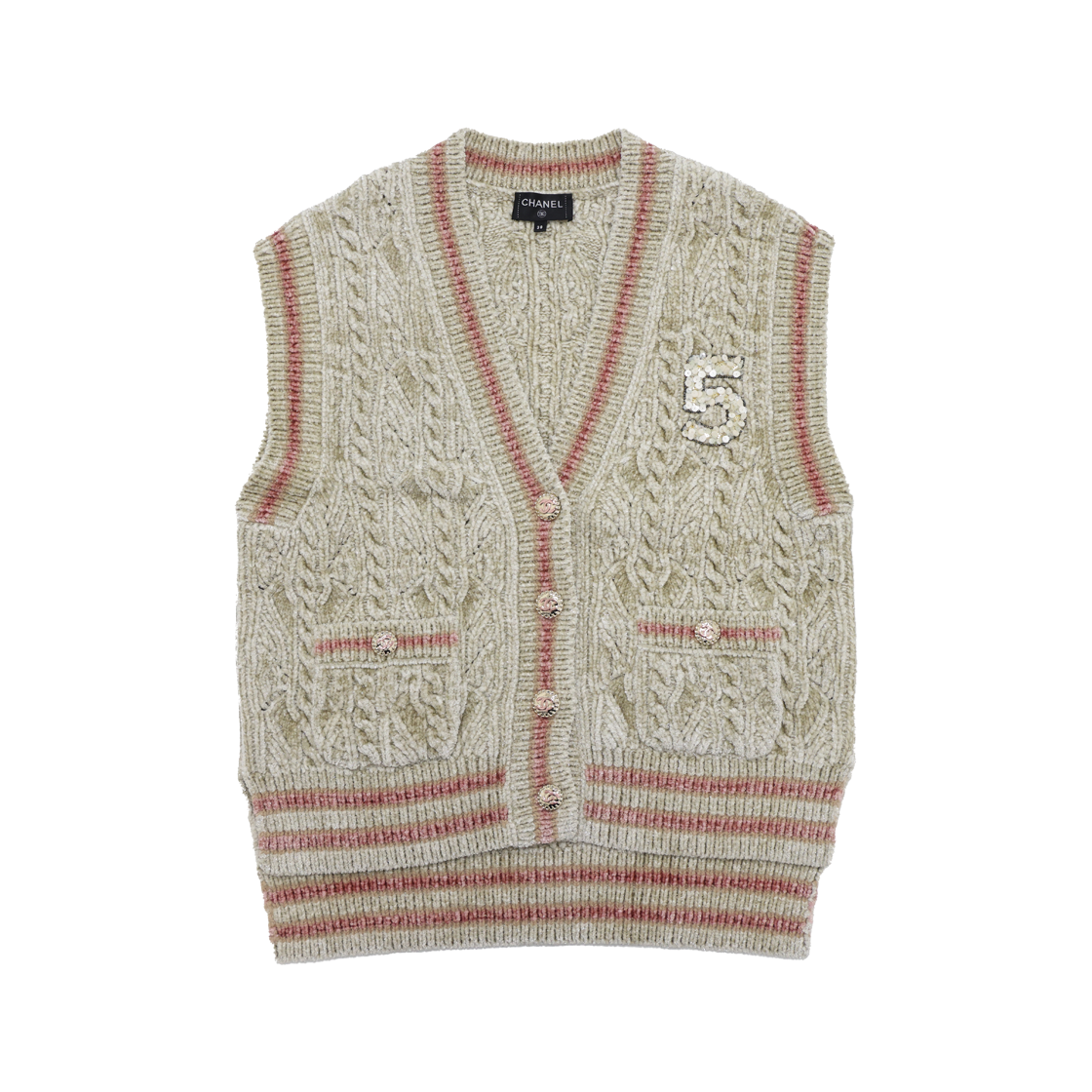 ITC6PGIT7LVC Chanel Mixed Fiber Sequin No. 5 Best Beige Pink
