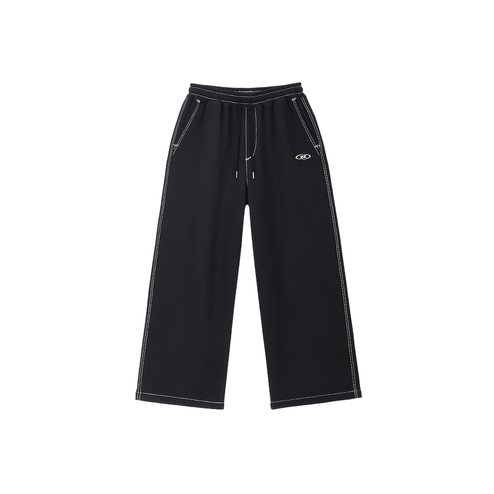 BH1MLP204WB BORN TO WIN Bold Line Symbol B Semi Wide Pants Washed Black