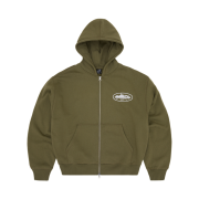 Corteiz Island Puff Print Zip Hoodie Olive