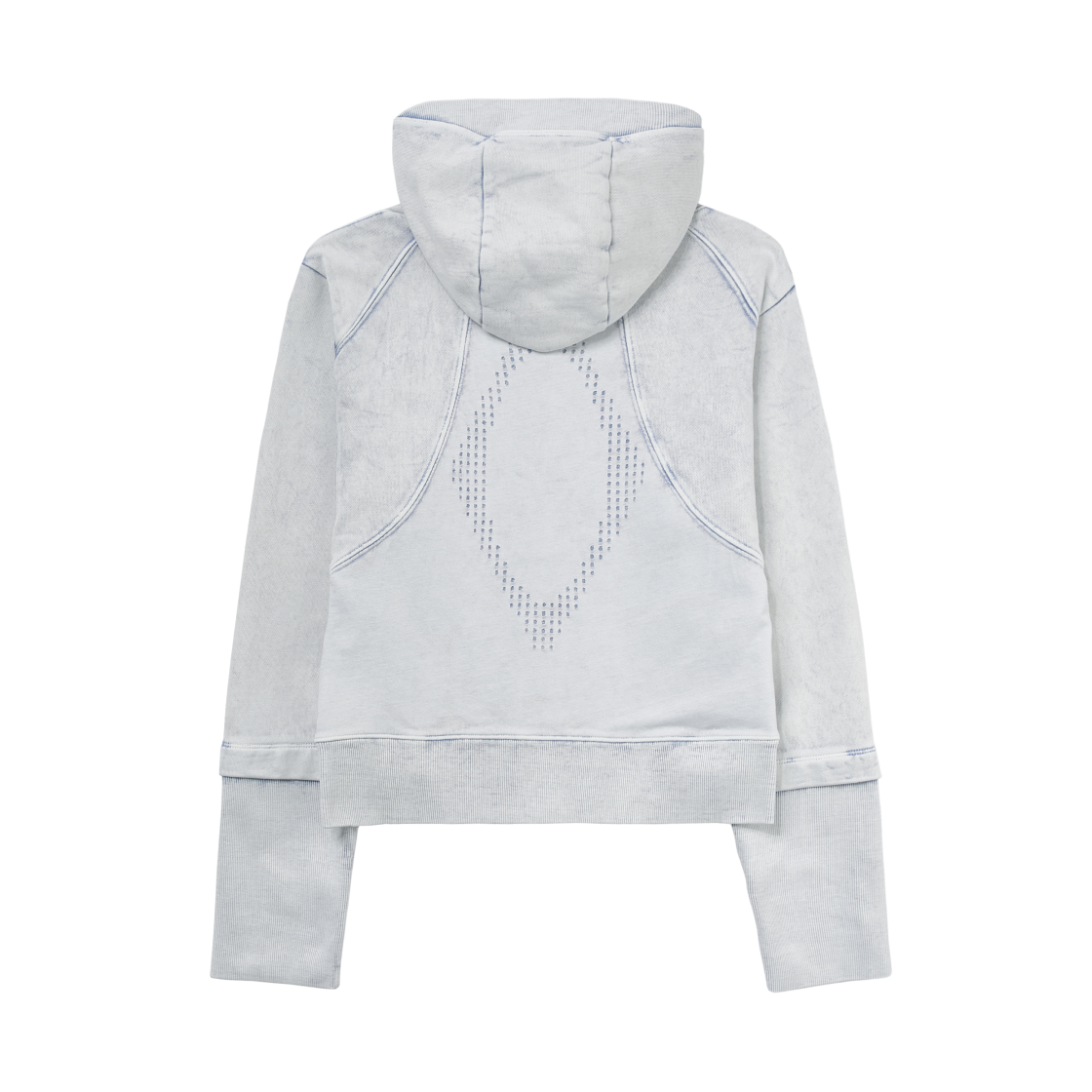 (W) 미스치프 롬버스 펀칭 후드 집업 블리치드 라이트 블루((W) Mischief Rhombus Punching Hoodie Zip Up Bleached Light Blue) - 2