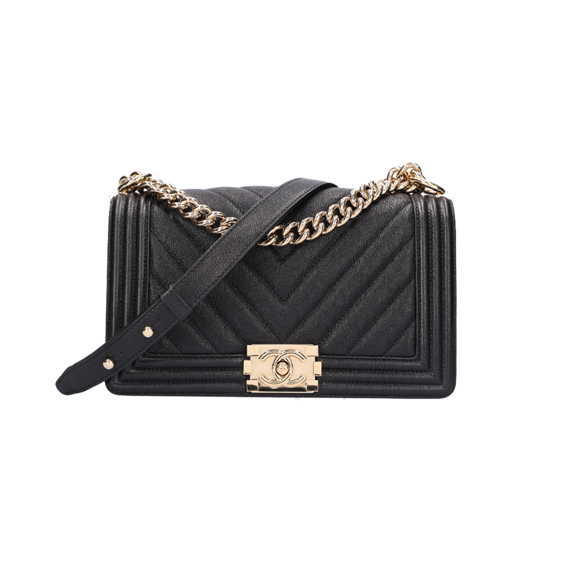 샤넬 A67086 보이 샤넬 쉐브론 미디움 플랩백 그레인드 카프스킨 블랙 금장(Chanel Boy Chanel Chevron Medium Flap Bag in Grained Calfskin - Black with Gold Hardware)