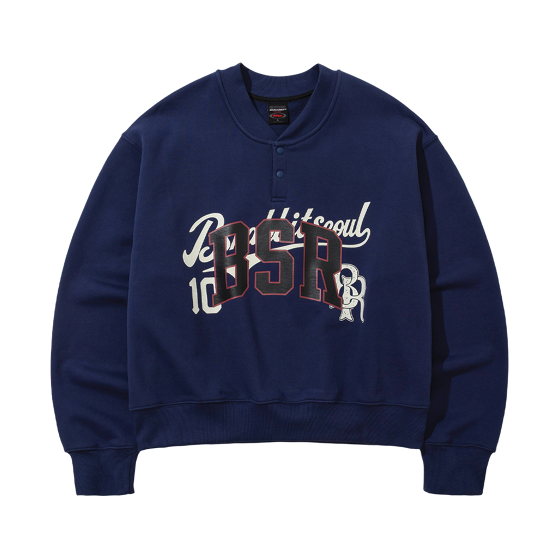 BSR2526FWBD082 Bsrabbit Bsr Classic Henry Neck Sweatshirt Deep Blue
