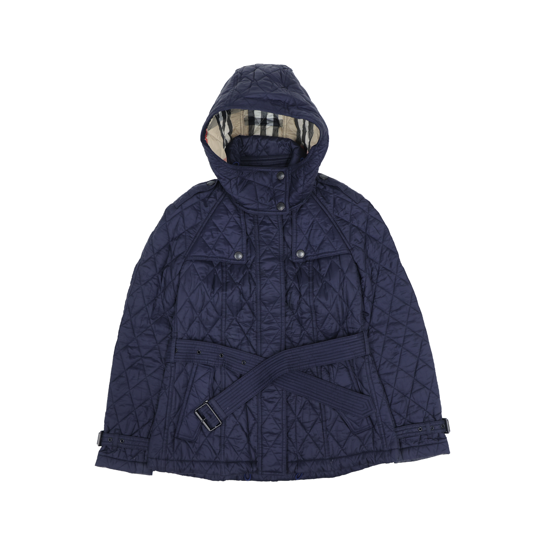 ITJVFSO8K3WK Burberry 3993874 Pinsbridge Hooded Quilted Jacket - Navy Nylon