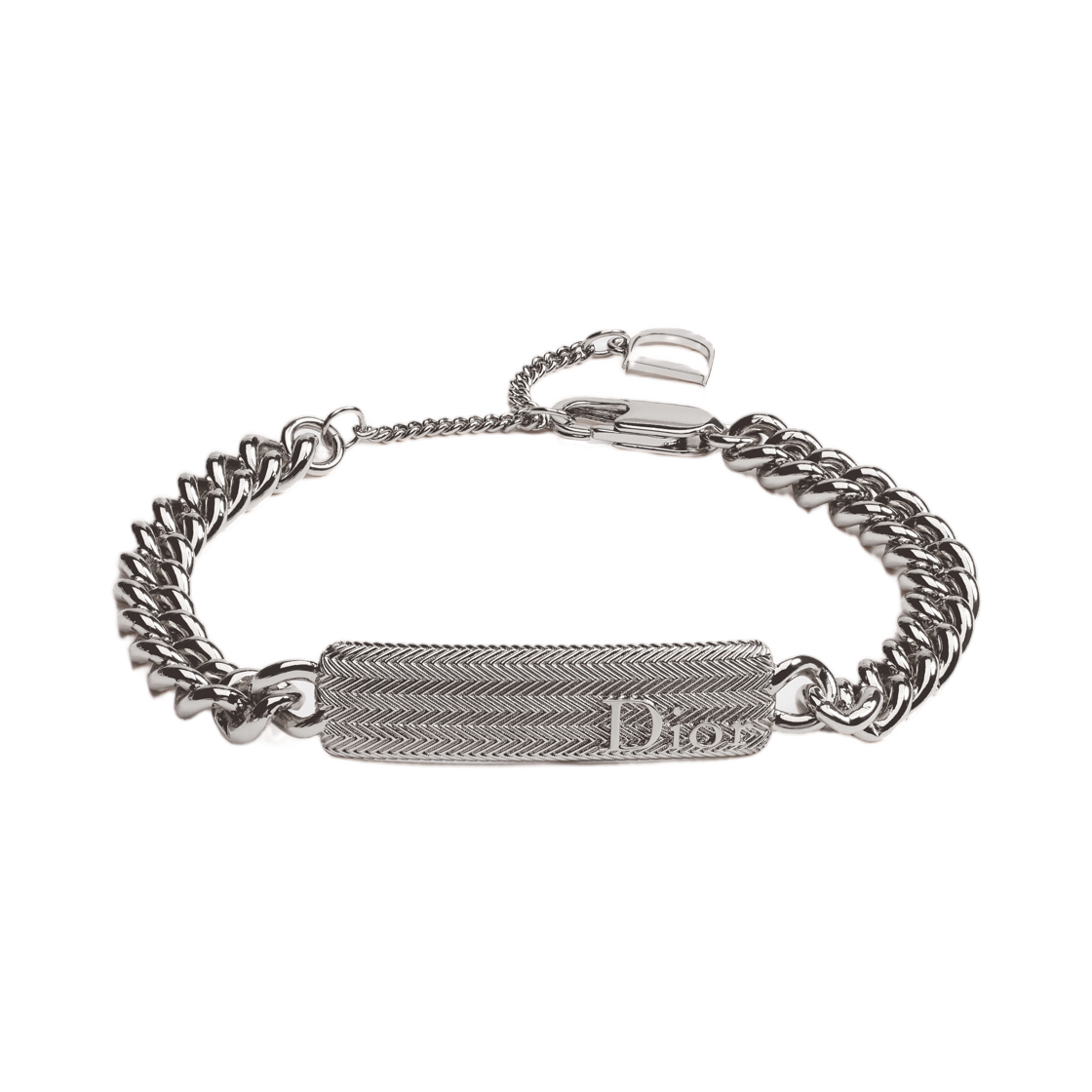 디올 기요세 체인 링크 브레이슬릿 실버 피니쉬 브래스 실버(Dior Guilloche Chain Link Bracelet Silver Finish Brass Silver) - 1