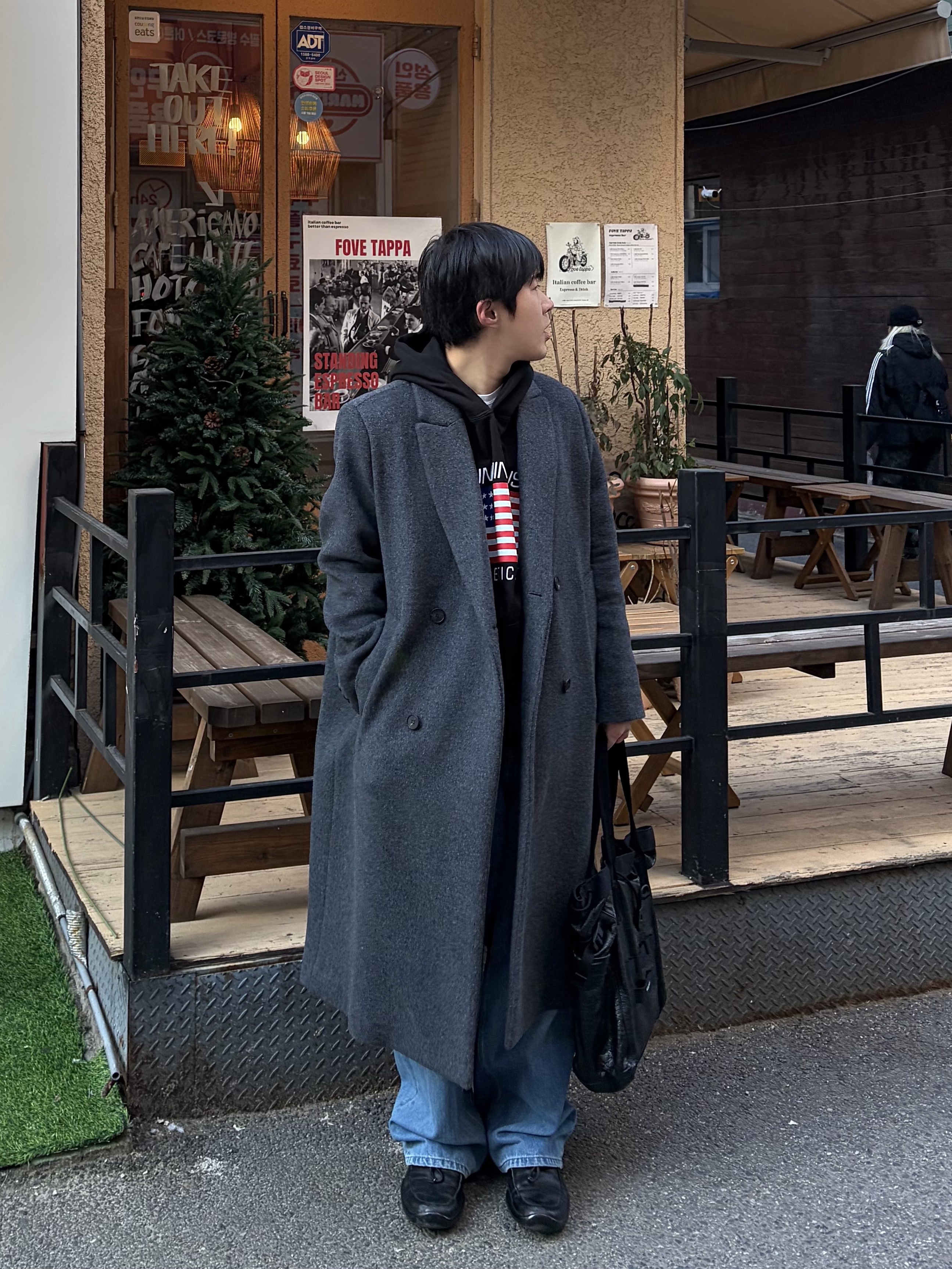 noun Wide Denim Pants Mid Blue 착용 스타일 - 1