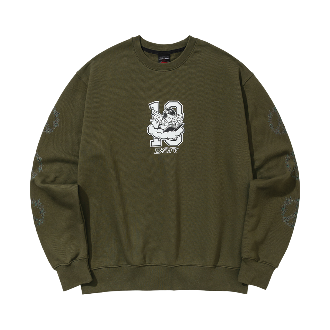 BSR2526FWBD052 Bsrabbit Bsr Peace Logo Crewneck Khaki