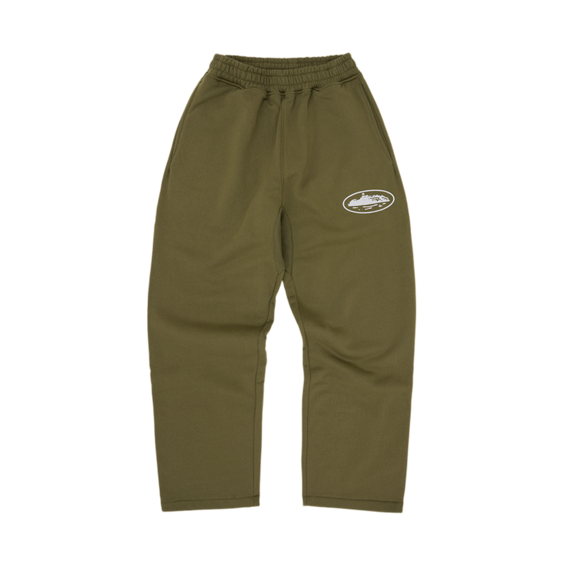 - Corteiz Island Puff Print Open Hem Sweatpant Olive