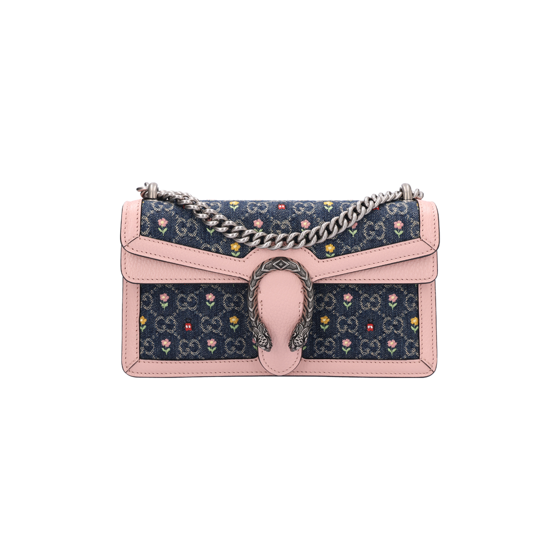 ITM6C9CKGO97 Gucci Dionysus Small Floral Denim Shoulder Bag in Pink