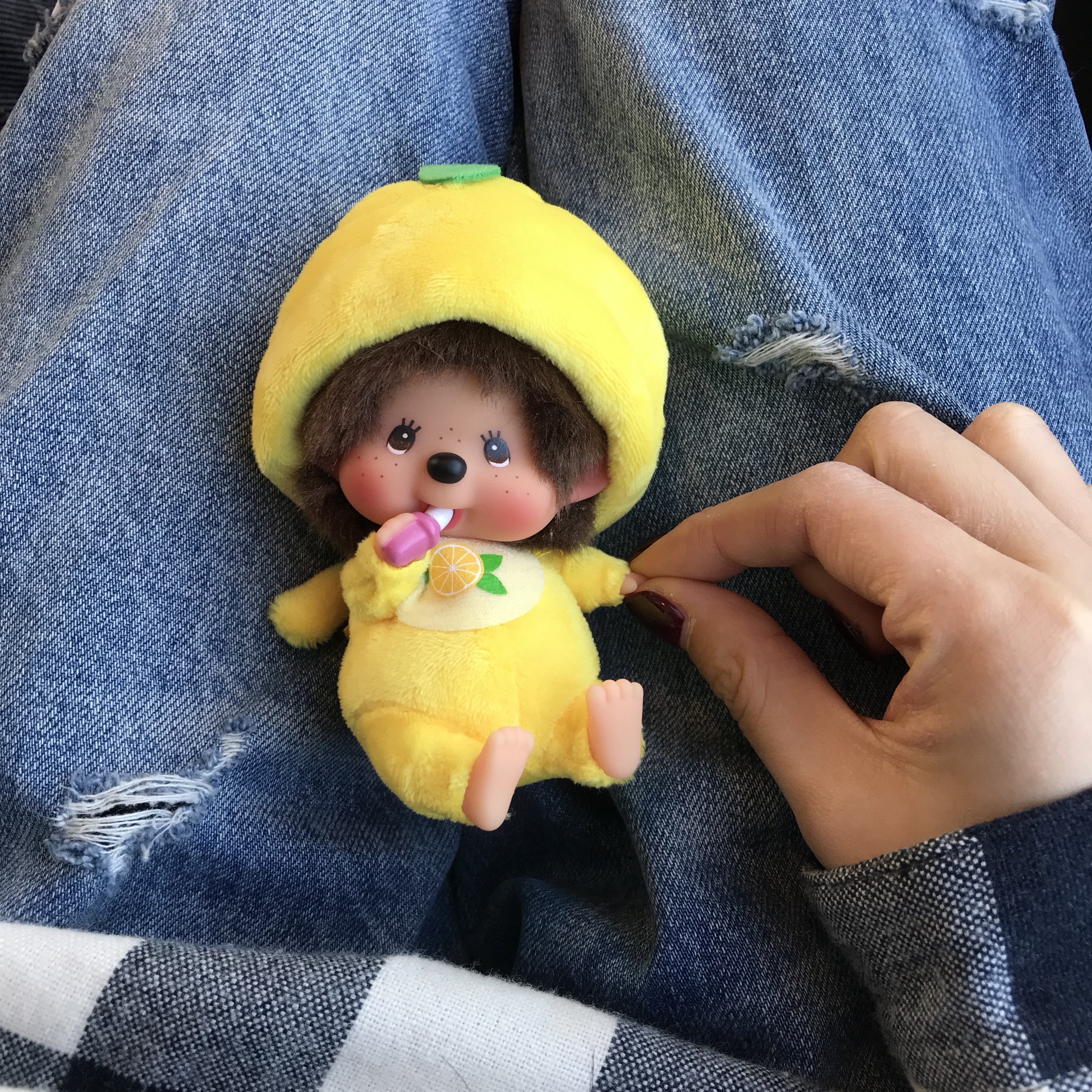 Monchhichi MMF Lemon Big head  SS K/C Boy 착용 스타일 - 1
