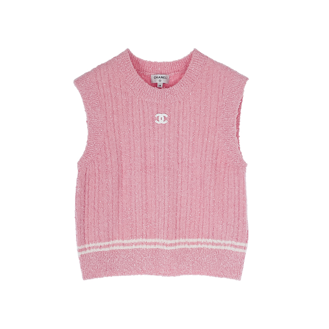 샤넬 22P 슬리브리스 탱크탑 38 라이트핑크/화이트(6ET0097)(Chanel 22P Sleeveless Tank Top 38 Light Pink/White (6ET0097))