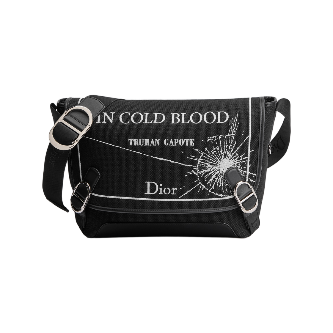 디올 제트 플랩 미디움 메신저 백 북 커버 자수 블랙 화이트(Dior Jet Flap Medium Messenger Bag Book Cover Embroidery Black White) - 1