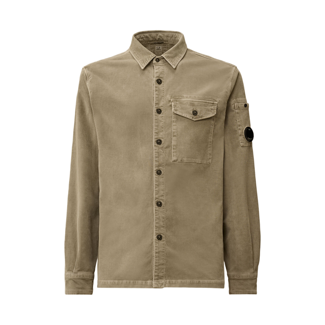 19CMSH071A006410O356 C.P. Company Corduroy Lens Longsleeve Button Shirt Fallen Rock Grey - 25FW