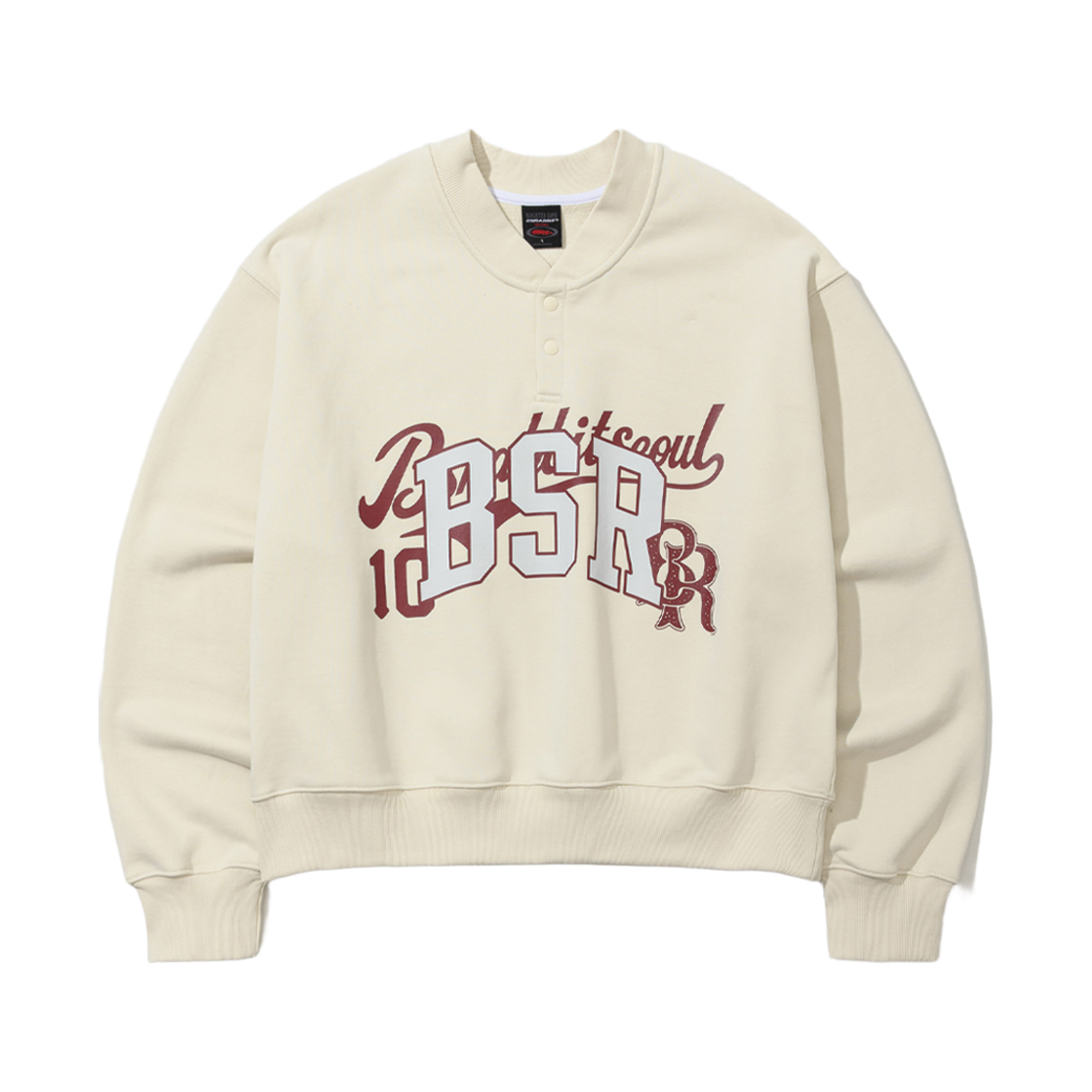 BSR2526FWBD083 Bsrabbit Bsr Classic Henry Neck Sweatshirt Ivory