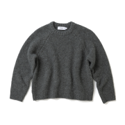Knitted Boucle Reglan Crop Round Knit Charcoal