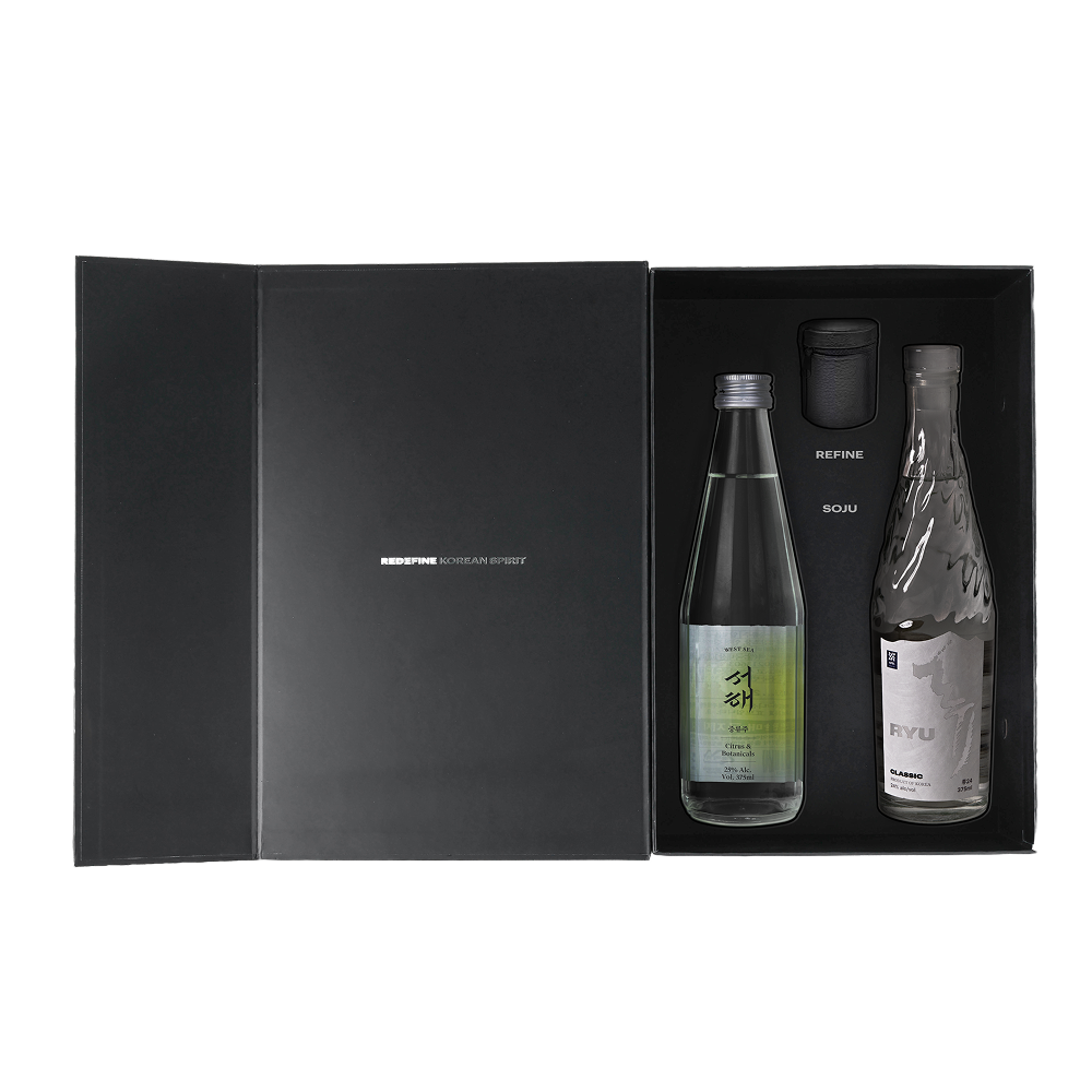 류 증류소 서해 375ml + 클래식 375ml + 스틸 잔 설 선물 패키지(RYU Distillery West Sea 375ml + Classic 375ml NEWYEAR Package)