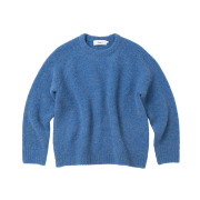 Knitted Boucle Reglan Crop Round Knit Blue