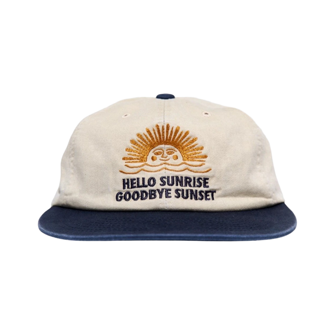 헬로 선라이즈 90s 로고 6 패널 캡 베이지 네이비(Hello Sunrise 90s Logo 6 Panel Cap Beige Navy)