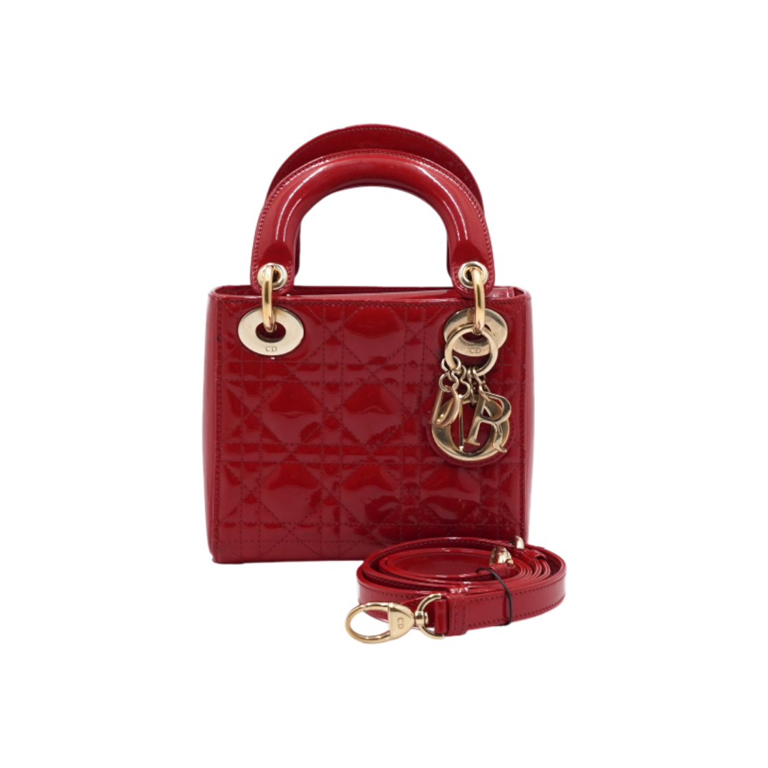 디올 M0505OCAL 레드 페이던트 레이디디올 미니 토트백 겸 금장체인 숄더백 크로스백aa60641(Dior M0505OCAL Red Patent Lady Dior Mini Tote Bag with Gold Chain Shoulder Strap)