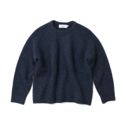 Knitted Boucle Reglan Crop Round Knit Navy