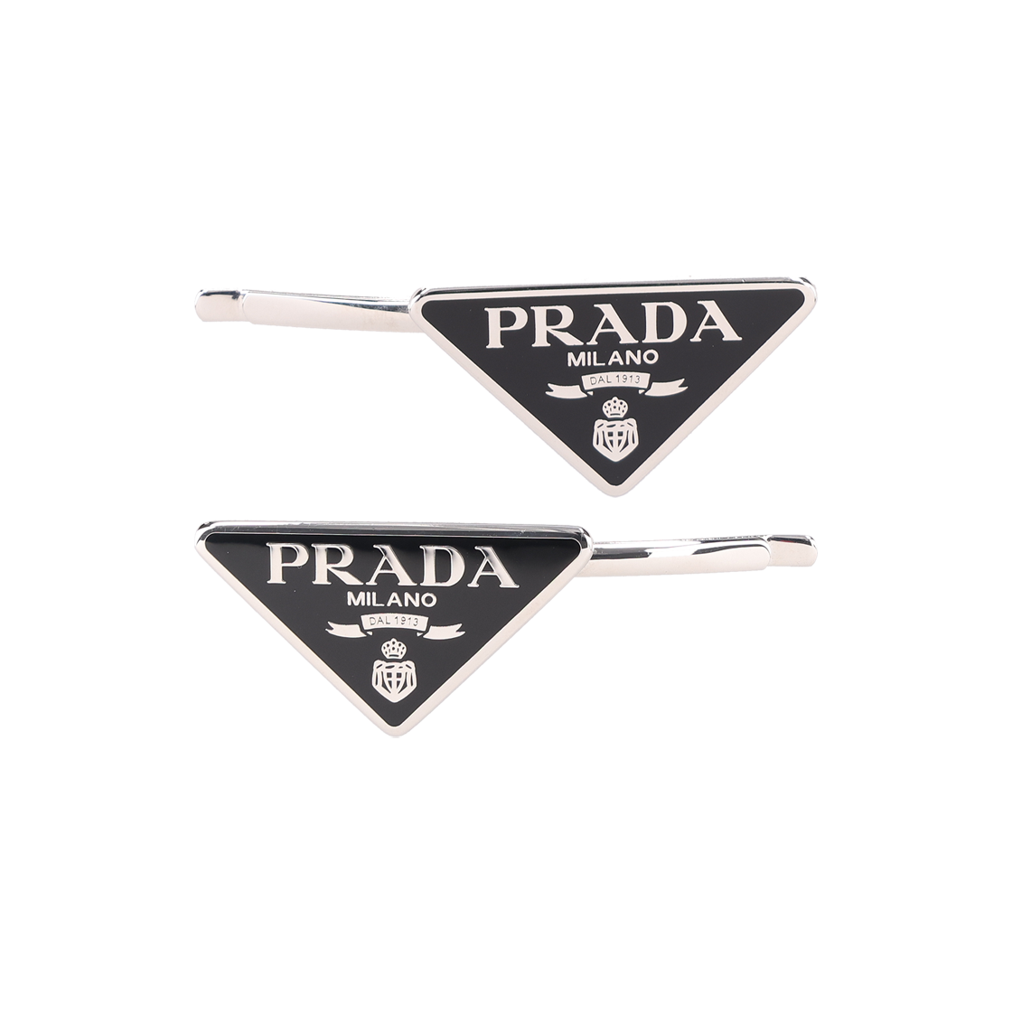 ITGIEVQE5RL5 Prada Metal Hair Clips in Silver and Black