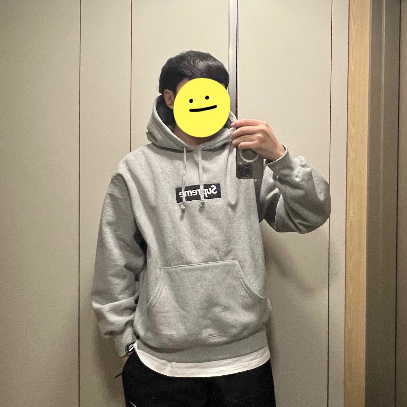 Supreme Box Logo Hooded Sweatshirt Heather Grey - 25FW 착용 스타일