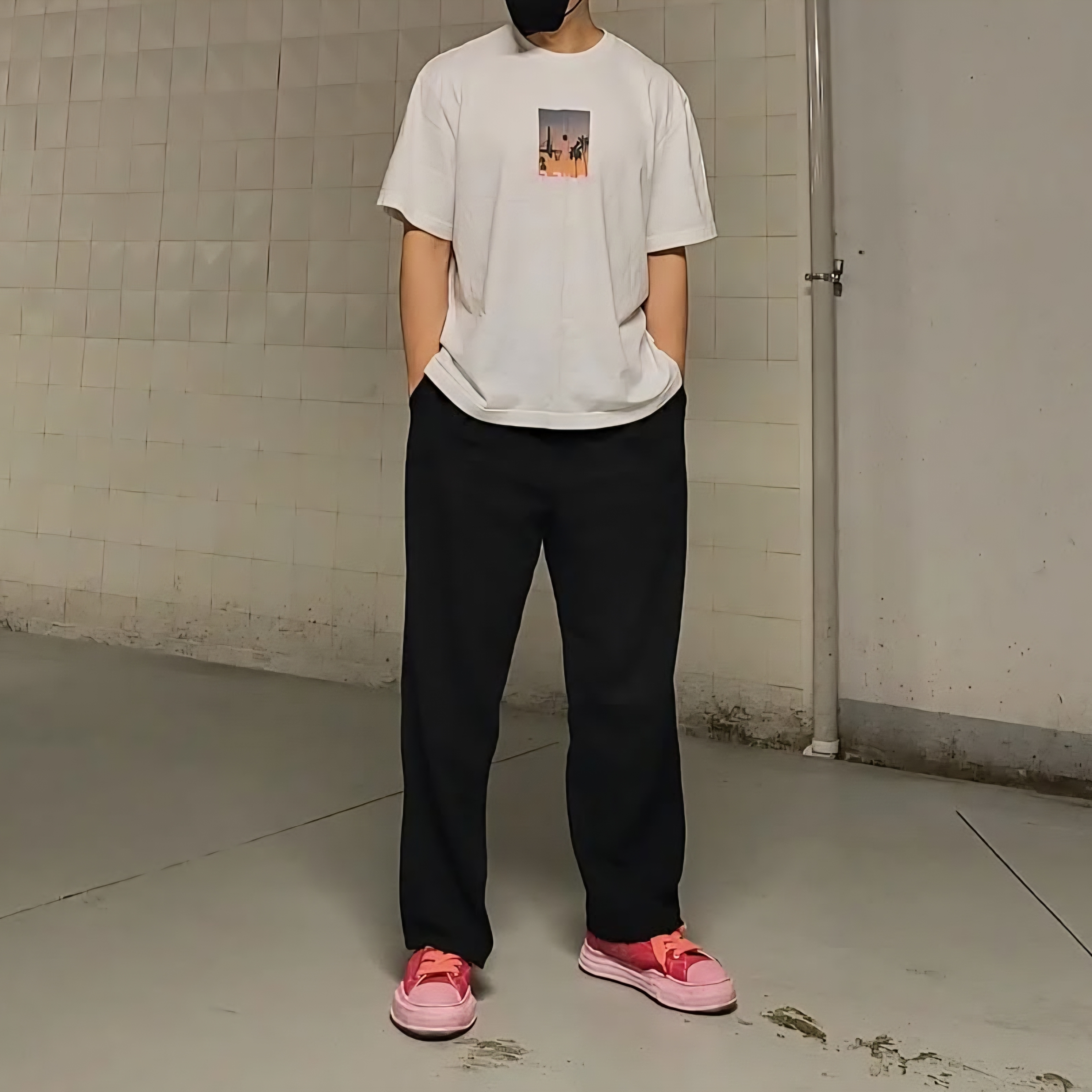 Maison Mihara Yasuhiro Peterson OD OG Sole Canvas Low-top Sneakers Pink 착용 스타일
