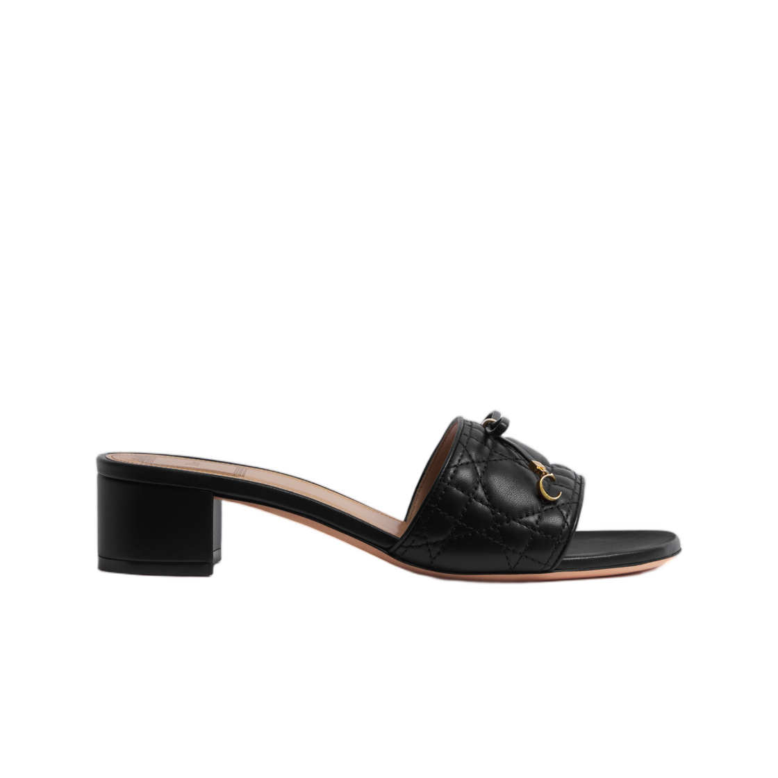 (W) 디올 까나쥬 힐 뮬 퀼티드 까나쥬 램스킨 블랙((W) Dior Cannage Heeled Mule Quilted Cannage Lambskin Black) - 1