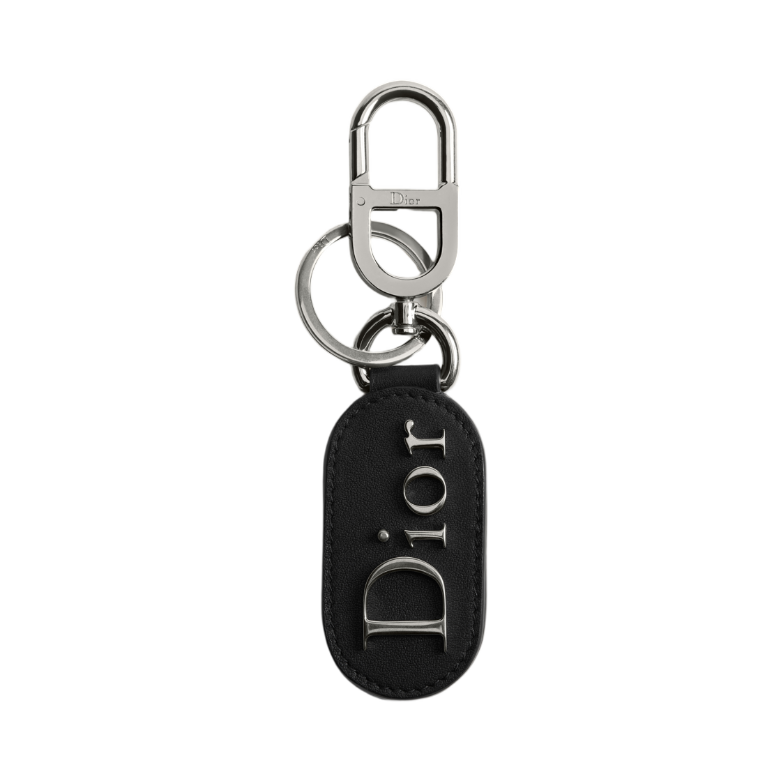 디올 키링 스무스 카프스킨 & 앤티크 실버 피니쉬 브래스 블랙(Dior Key Ring Smooth Calfskin & Antique Silver Finish Brass Black) - 1