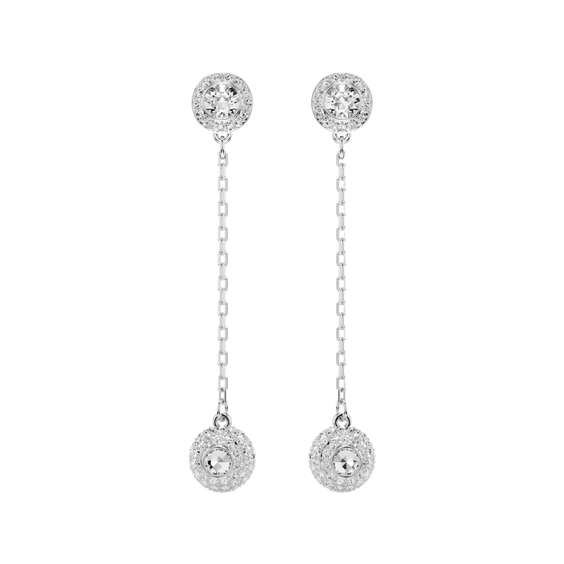 5732273 (W) Swarovski Una Angelic Drop Earrings Round Cut White Rhodium Plated