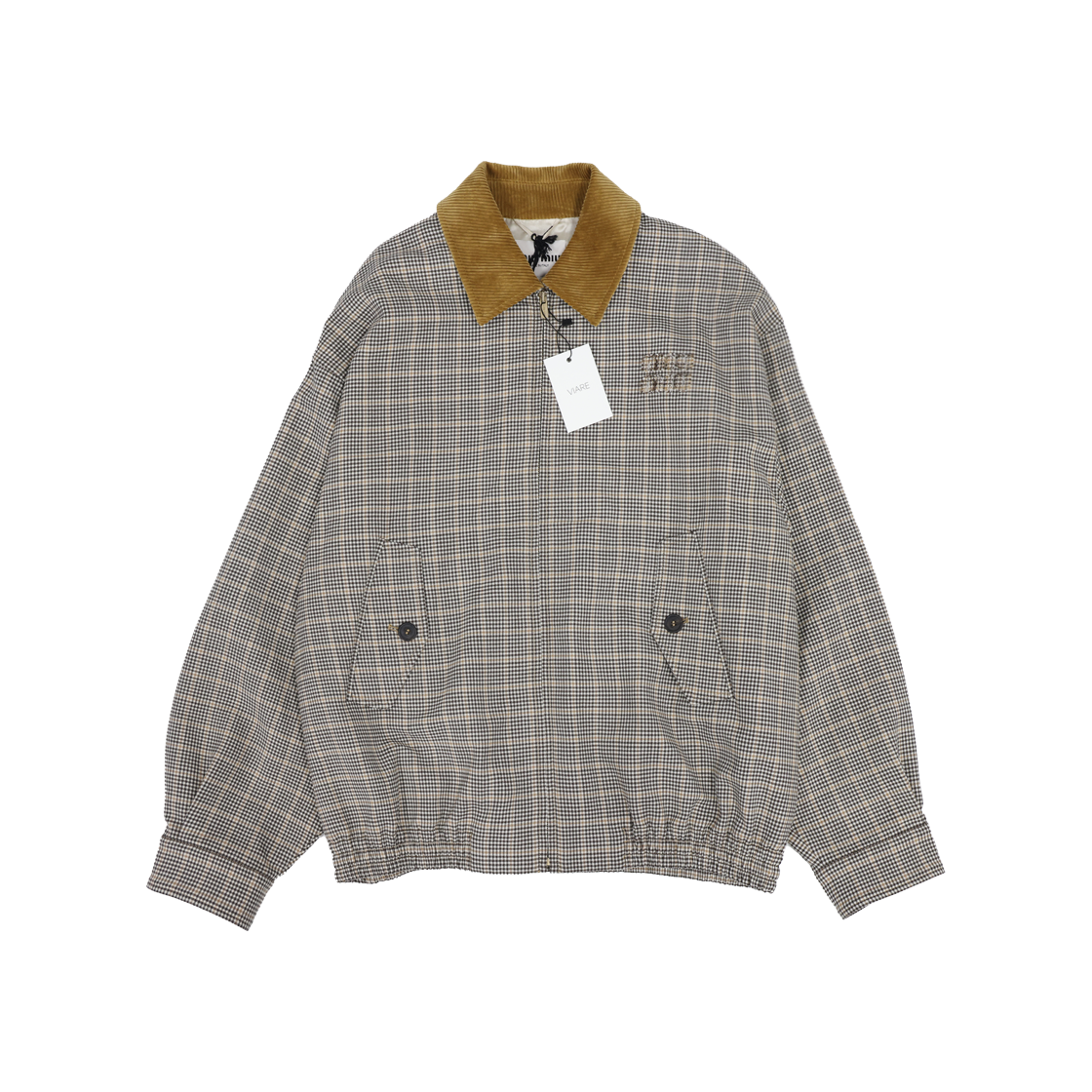ITWG9WCPEGQM Miu Miu ML1181 Double Check Weave Oversized Wool Bomber Jacket in Brown