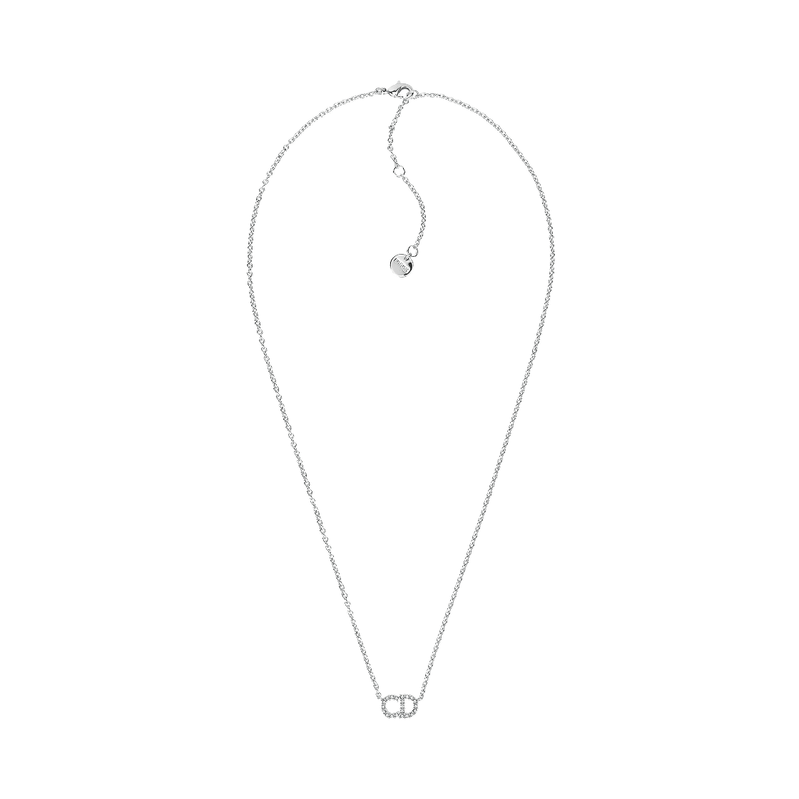 (W) 디올 클레어 D 룬 네클리스 실버 피니쉬 메탈 화이트 크리스탈((W) Dior Clair D Lune Necklace Silver Finish Metal White Crystals)