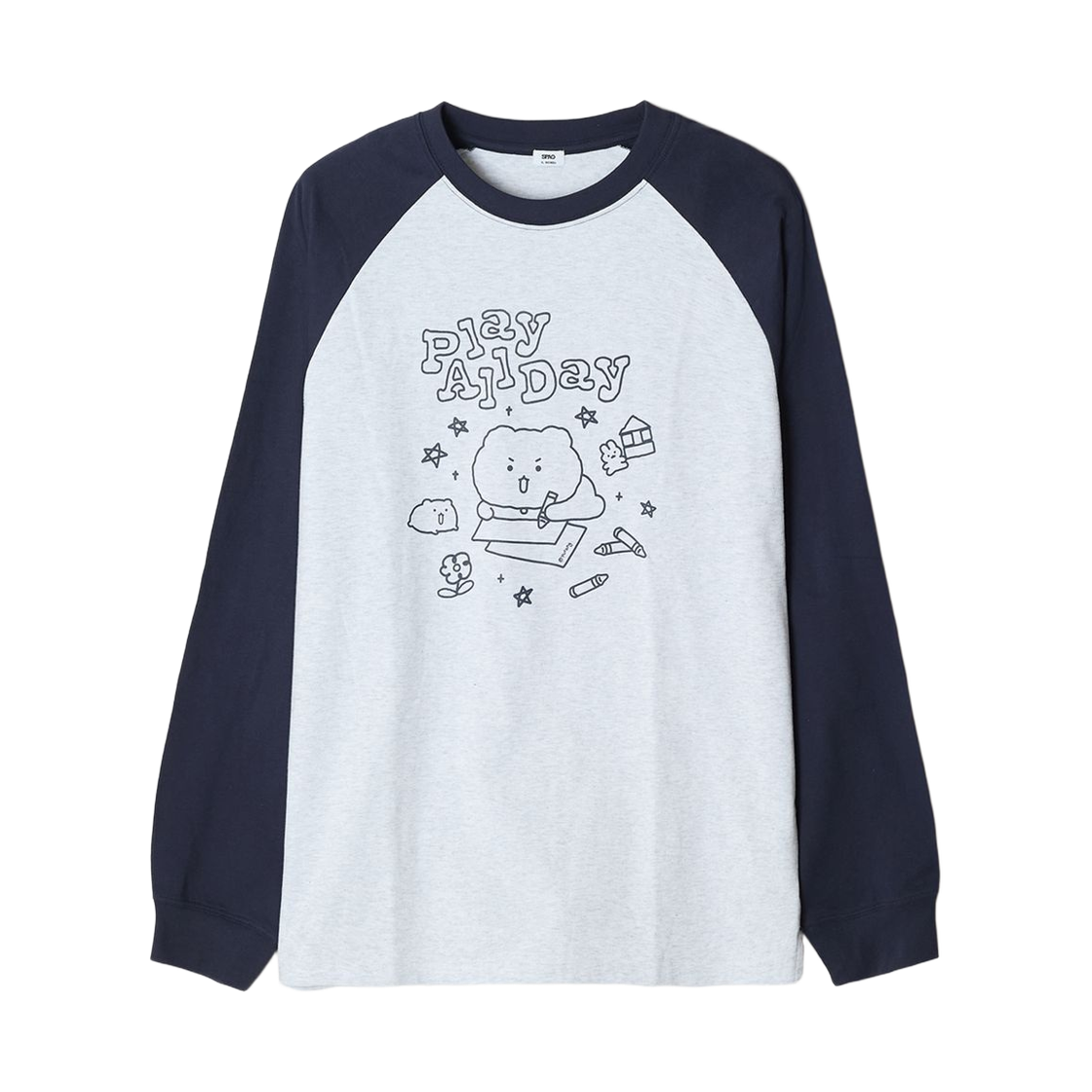 스파오 x 망그러진곰 롱슬리브 티셔츠 멜란지 그레이(Spao x Manggom Long Sleeve T-Shirt Melange Gray) - 1