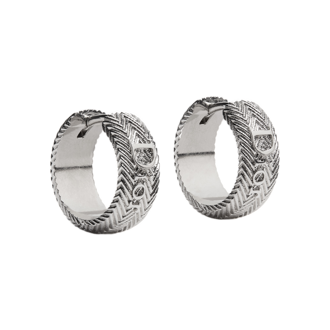E4433HOMMT-D000 Dior Guilloche Earrings Silver Finish Brass Silver