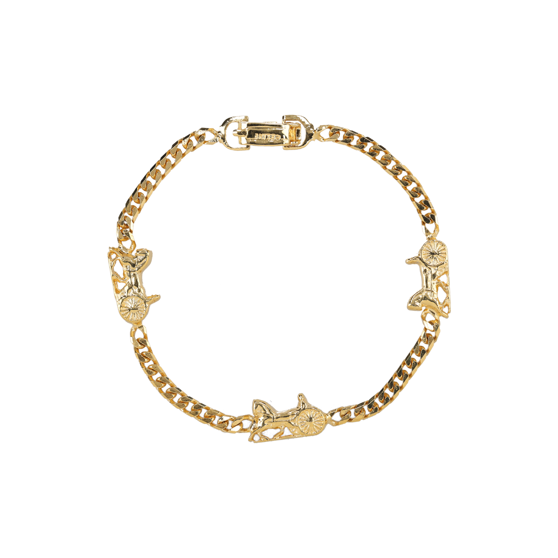 ITS68MK9J4KD Celine Horse Carriage Motif Chain Bracelet in Gold Metal